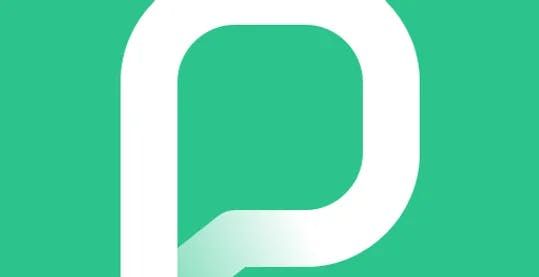 Logo PressReader. Den er hvit og formet som en stor P på grønn bakgrunn.