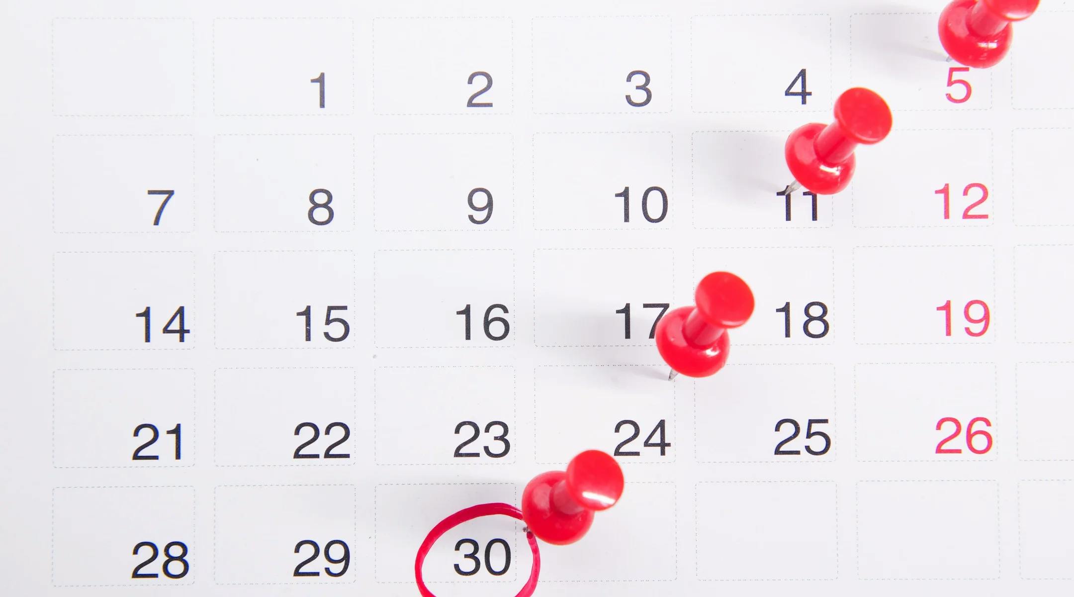 En kalender som viser datoer